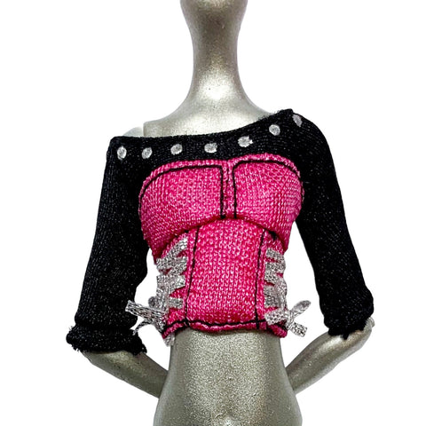 Bratz Singerz Sasha Doll Outfit Replacement Pink & Black Crop Top Shirt