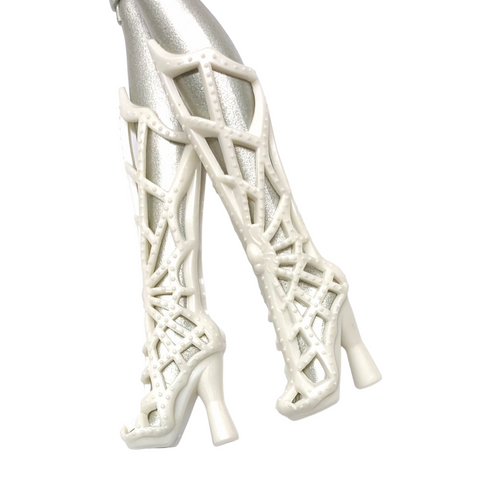 Tall White Spiderweb Boots Shoes Fits Monster High Wydowna Spider Dolls