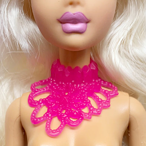 Pink Foral Gem Style Necklace Fits My Scene Barbie Dolls