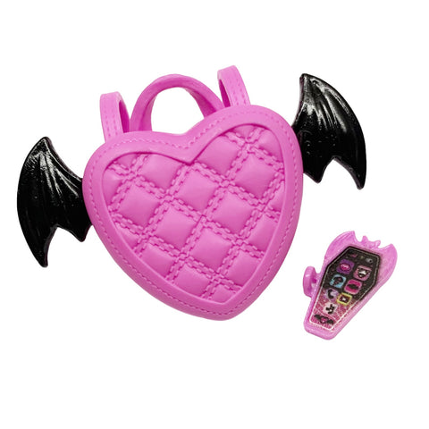 Monster High G3 Draculaura Doll Replacement Pink Heart Bag & Cell Phone Lot