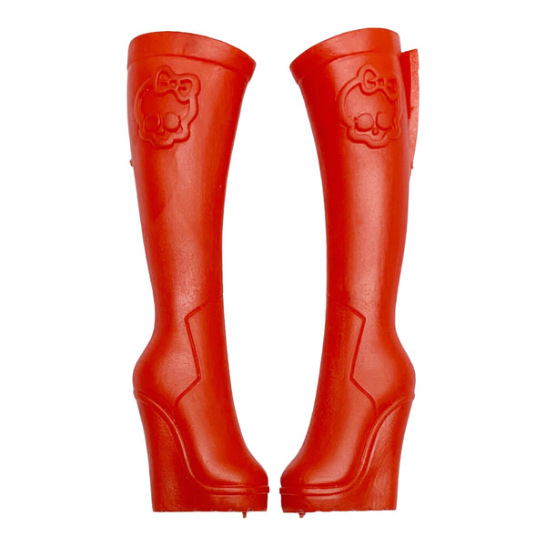 Monster High Elissabat Ghoulebrities In Londoom Doll Shoes Prototype Tall Red Skullette Logo Boots