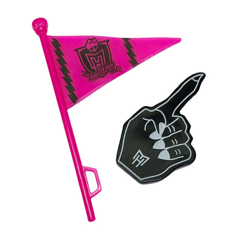 Monster High Student Disembody Council Doll Size Replacement Black Fan Hand & Flag Parts