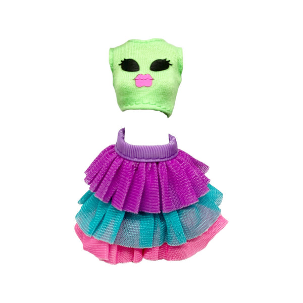 Bratz Music Festival Vibes Jade Doll Outfit Replacement Green Alien Shirt & Colorful Skirt Set