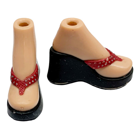 Bratz Treasures Roxxi Doll Replacement Shoes Black & Red Sandals
