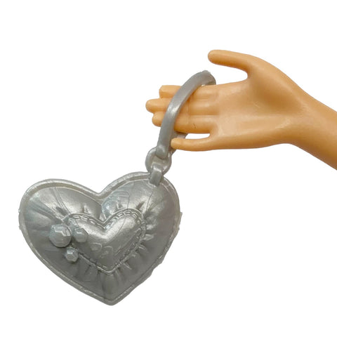 Barbie Fashionistas Doll Fashion Outfit Replacement Small Silver Heart Clutch Purse
