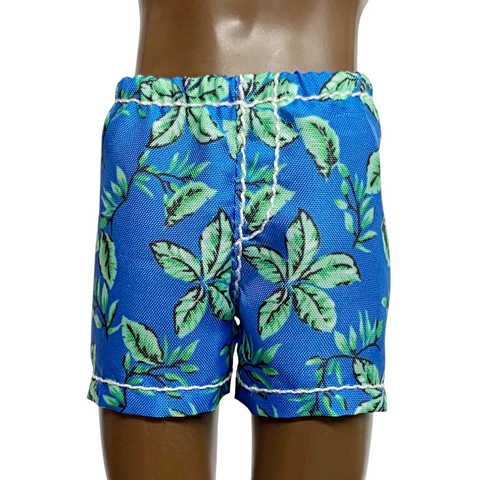 Mattel Barbie Ken Boy Doll Replacement Swimsuit Trunks Tropical Blue & Green Shorts