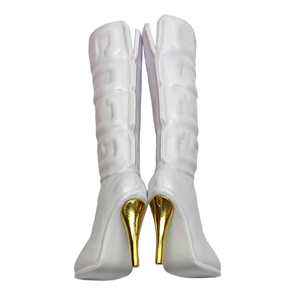 Bratz x GCDS Special Edition Designer Sasha Doll Replacement Shoes Tall White & Gold Boots