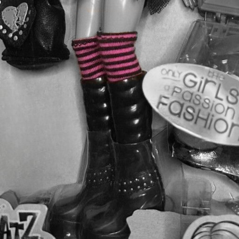 Bratz Yasmin The Treasures! Doll Outfit Replacement Pink & Black Striped Socks
