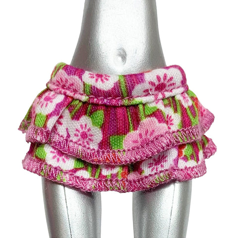Monster High & Bratz Doll Size Super Short Floral Pink Flower Mini Skirt