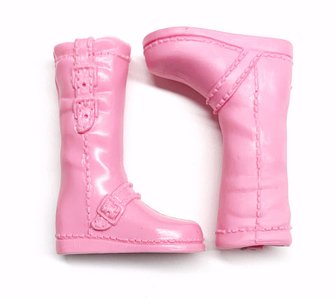 Barbie Signed Logo Pink Tall Buckle Riding Boots Shoes