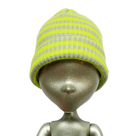 Green & Gray Striped Beanie Cap Hat Fits Standard Size Monster High Dolls