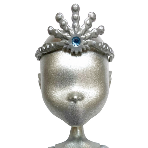 Mattel Barbie Doll Size Replacement Silver Winter Snowflake Style Blue Gem Crown Headpiece