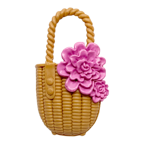 Barbie Fashionistas Doll Replacement Tan Basket With Flowers Style Purse