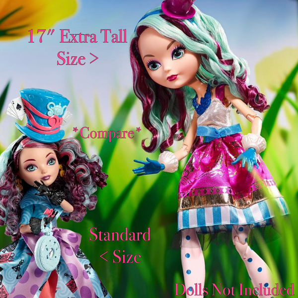Ever After High Way Too Wonderland 17" Extra Tall Madeline Doll Stand Set