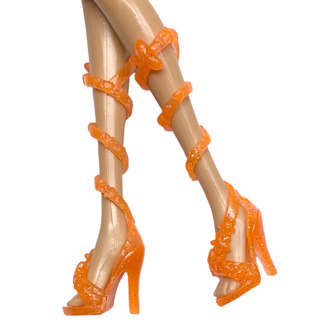 Winx Club Stella Good Vs. Evil Doll Replacement Orange Glitter Strap Heels Shoes