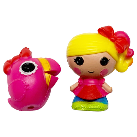 Lalaloopsy Tinies #303 April Sunsplash & #409 Pink Toucan Small Bead Style Dolls