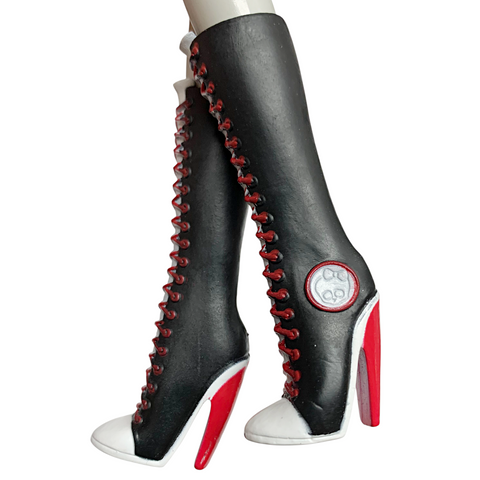 Monster High Ghoulia Yelps 1st Wave Original Doll Replacement Shoes Tall Black & Red Boots