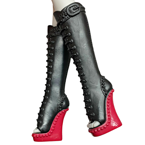 Monster High 1st Wave Purrsephone Werecat Twins Doll Replacement Black & Red Shoes