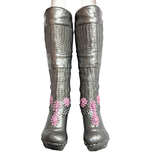 Ever After High Darling Charming Dragon Games Doll Replacement Shoes Tall Silver Boots