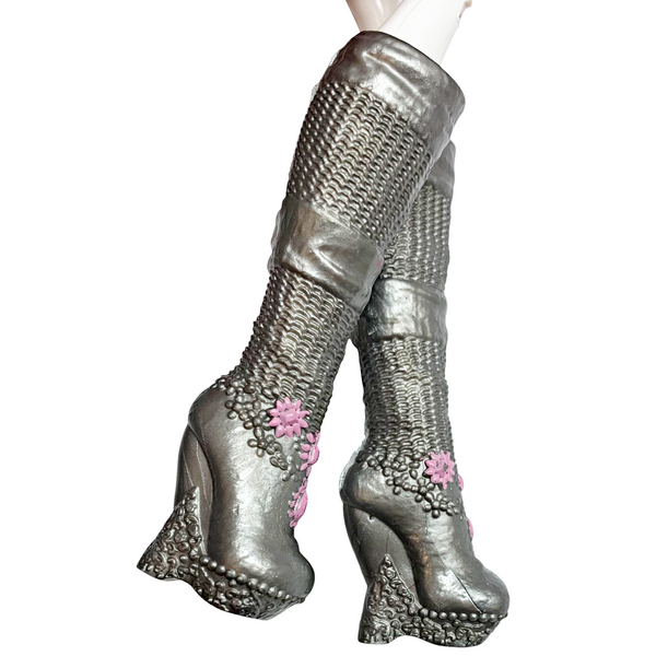 Ever After High Darling Charming Dragon Games Doll Replacement Shoes Tall Silver Boots