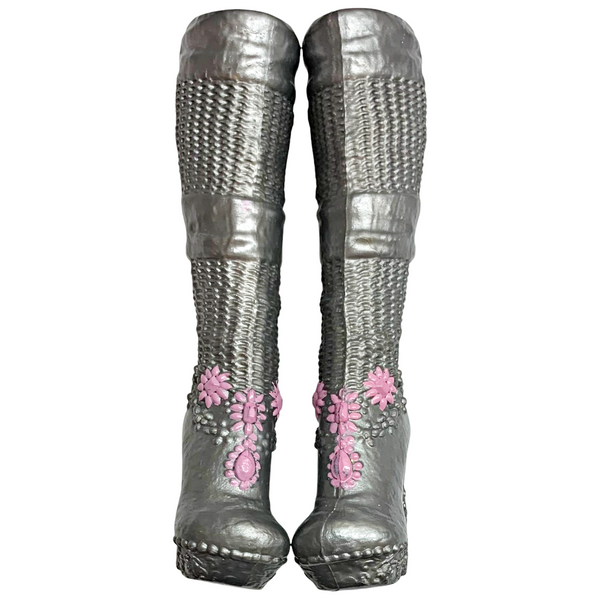 Ever After High Darling Charming Dragon Games Doll Replacement Shoes Tall Silver Boots