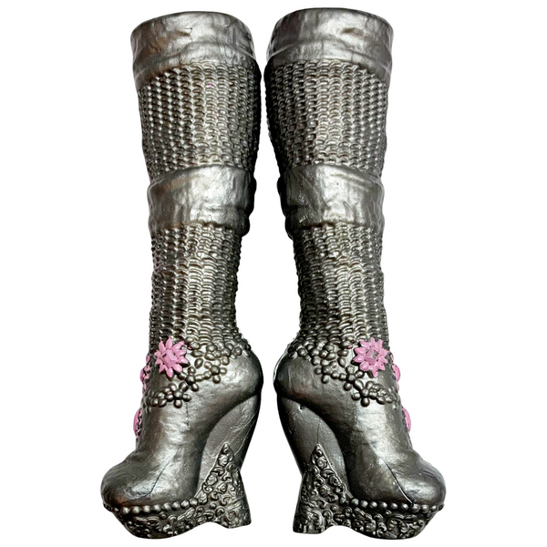 Ever After High Darling Charming Dragon Games Doll Replacement Shoes Tall Silver Boots
