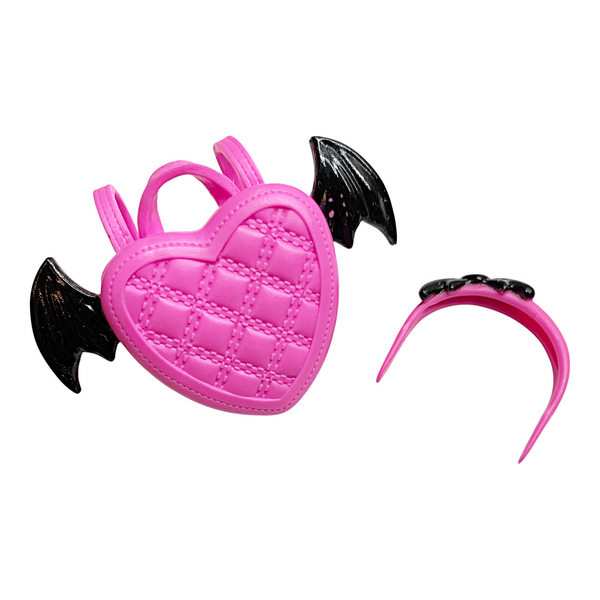 Monster High Draculaura G3 Doll Replacement Pink Heart Bag & Headband Lot