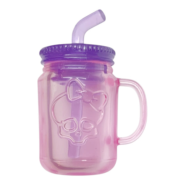 Monster High Spectra Vondergeist G3 Doll Replacement Pink & Purple Clear Mason Jar Cup Drink
