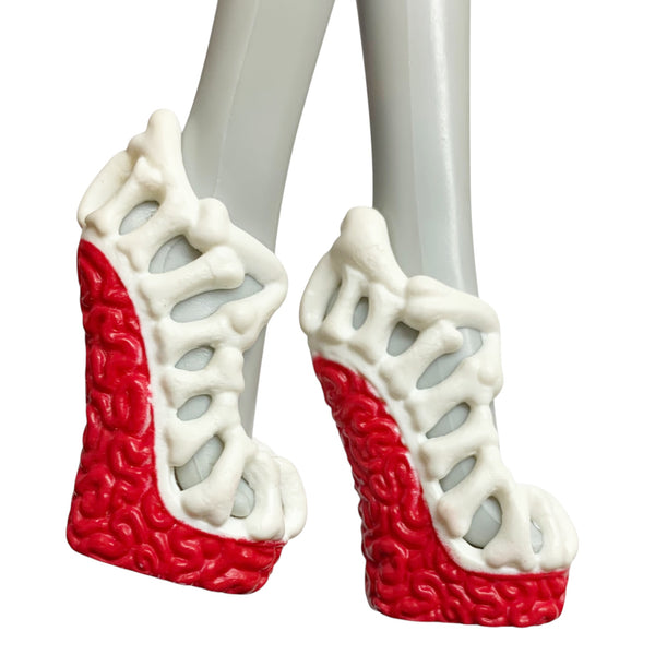 Monster High Ghoulia Yelps Dot Dead Gorgeous Doll Replacement White & Red Shoes