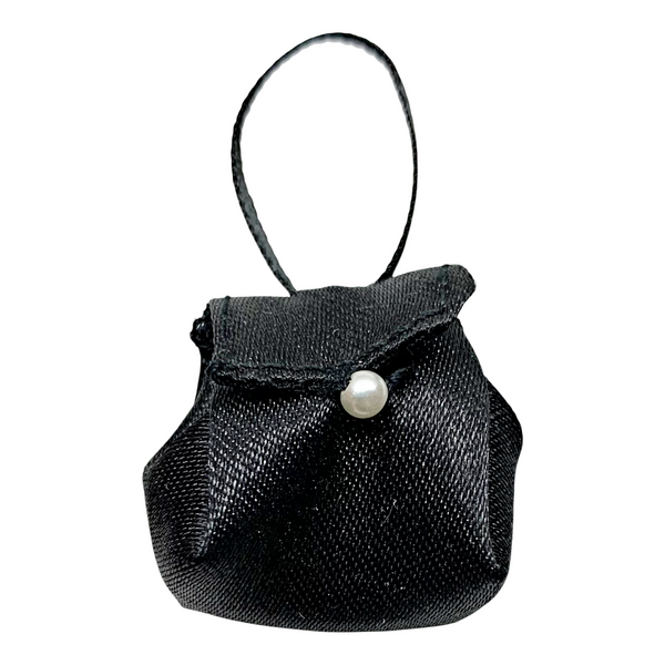 Black Satin & Pearl Fabric Purse Compatible With Silkstone Barbie Dolls