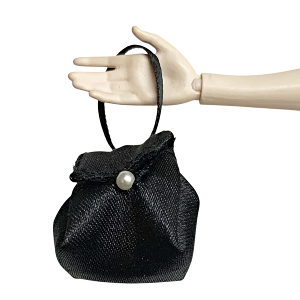 Black Satin & Pearl Fabric Purse Compatible With Silkstone Barbie Dolls