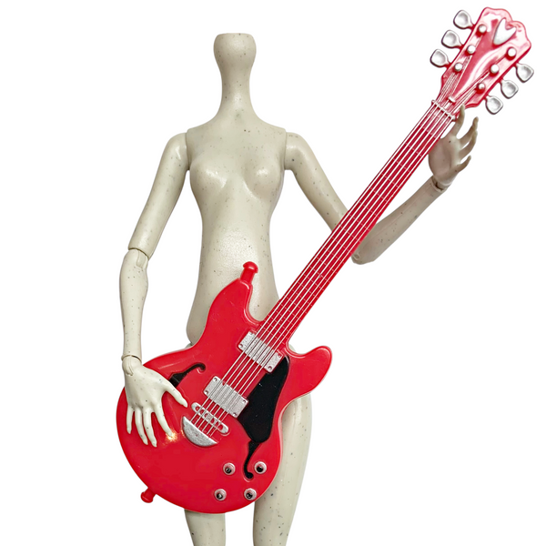 Red Guitar Accessory Compatible With Monster High Size Dolls