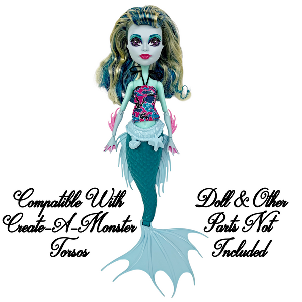 Siren Custom Doll Tail & Blue Belt Parts Compatible With Monster High Create-A-Monster Torsos
