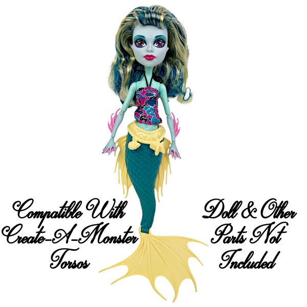 Siren Custom Doll Tail & Yellow Belt Parts Compatible With Monster High Create-A-Monster Torsos