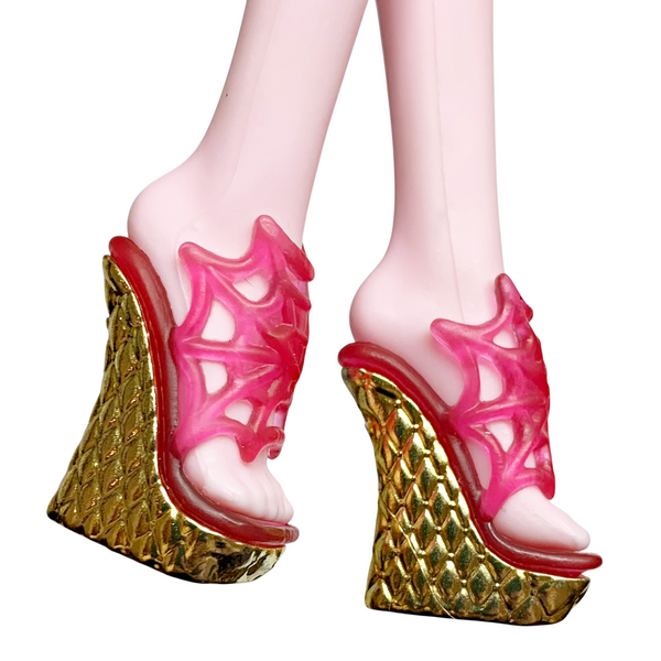 Monster High Draculaura 13 Wishes Doll Replacement Pink & Gold Shoes