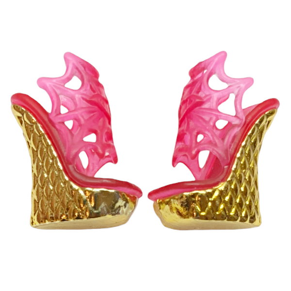 Monster High Draculaura 13 Wishes Doll Replacement Pink & Gold Shoes