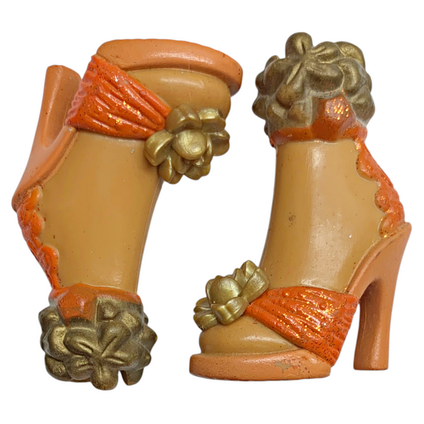 Mattel Barbie My Scene Juicy Bling Madison Doll Replacement Bronze & Orange Glitter Shoes