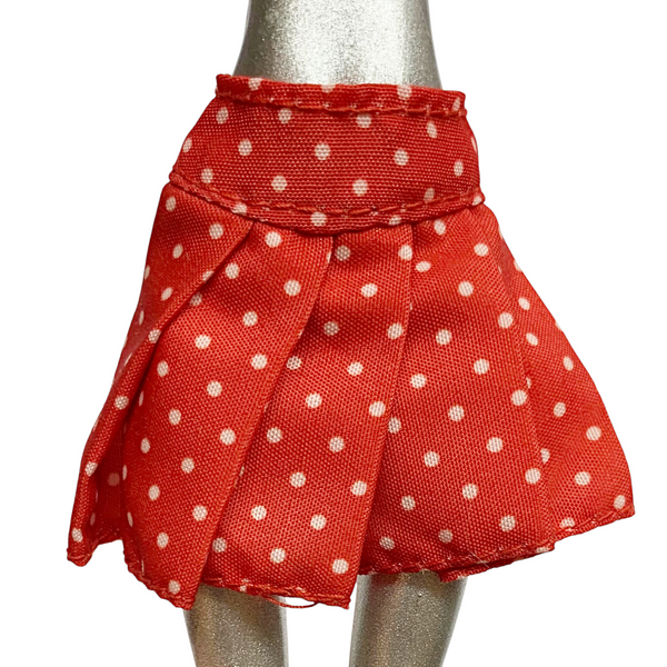 Red & White Polkadot Pleated Skirt Fits Monster High Standard Size G1 Dolls