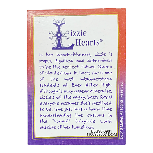 Ever After High 1st Chapter Lizzie Hearts Doll Replacement Character Card