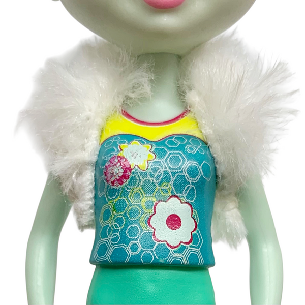 Mattel Enchantimals Danessa Deer Doll Outfit Replacement White Faux Fur Shrug
