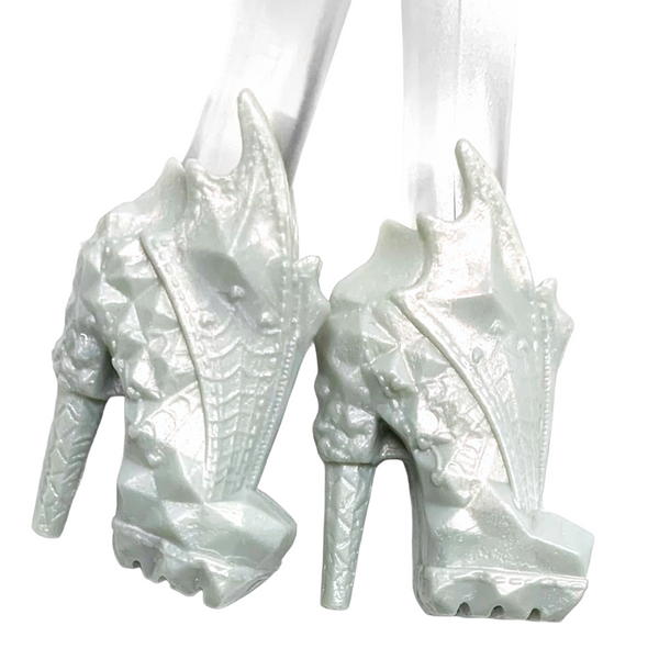 Monster High Boo York Draculaura Doll Replacement Shoes Silver Boots