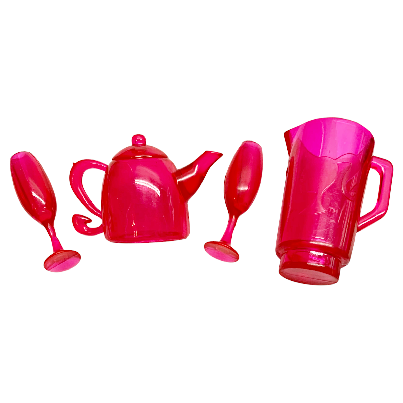 Mattel Barbie Replacement Doll Size Pink Pitcher, Teapot & Champagne Glasses Set