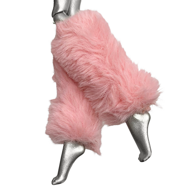 Lt. Pink Faux Fur Doll Size Leg Warmers Compatible With Monster High G1 Abbey Dolls