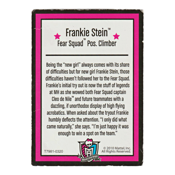 Monster High Frankie Fearleading Scream Uniform Fashion Pack Replacement Character Card