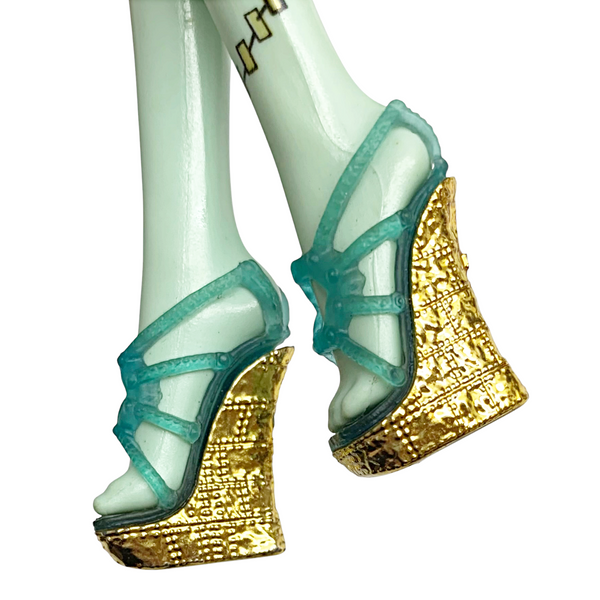 Monster High Frankie Stein 13 Wishes Doll Replacement Blue & Gold Shoes