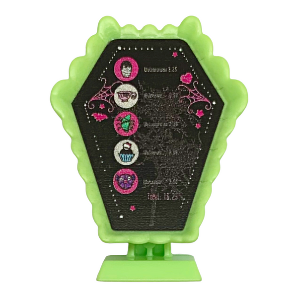 Monster High G3 Coffin Bean Spooky Cafe Playset Replacement Green Menu / Register Part