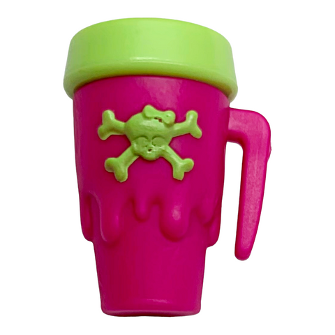 Monster High G3 Coffin Bean Spooky Cafe Playset Replacement Pink & Green To-Go Travel Coffee Mug Cup
