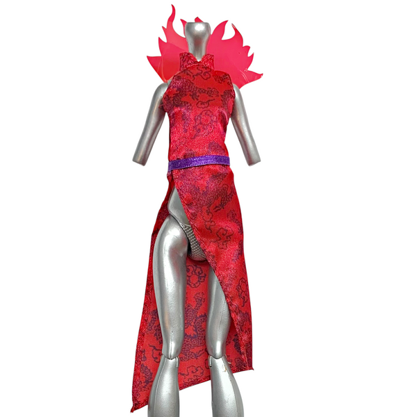 Monster High Jinafire Long Fierce Rockers Doll Outfit Replacement Long Red Dress Top