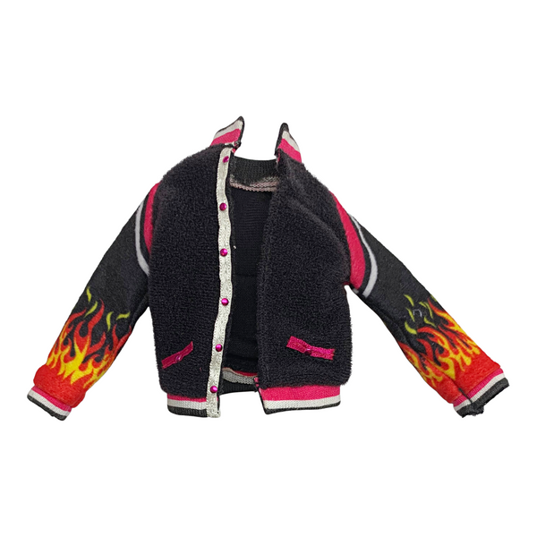 Monster High Heath Burns Home Ick Doll Outfit Replacement Black Letterman Varsity Jacket