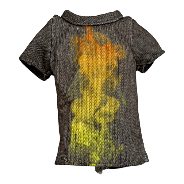 Monster High Heath Burns Home Ick Doll Outfit Replacement Gray Flames Short Sleeve Tee Shirt